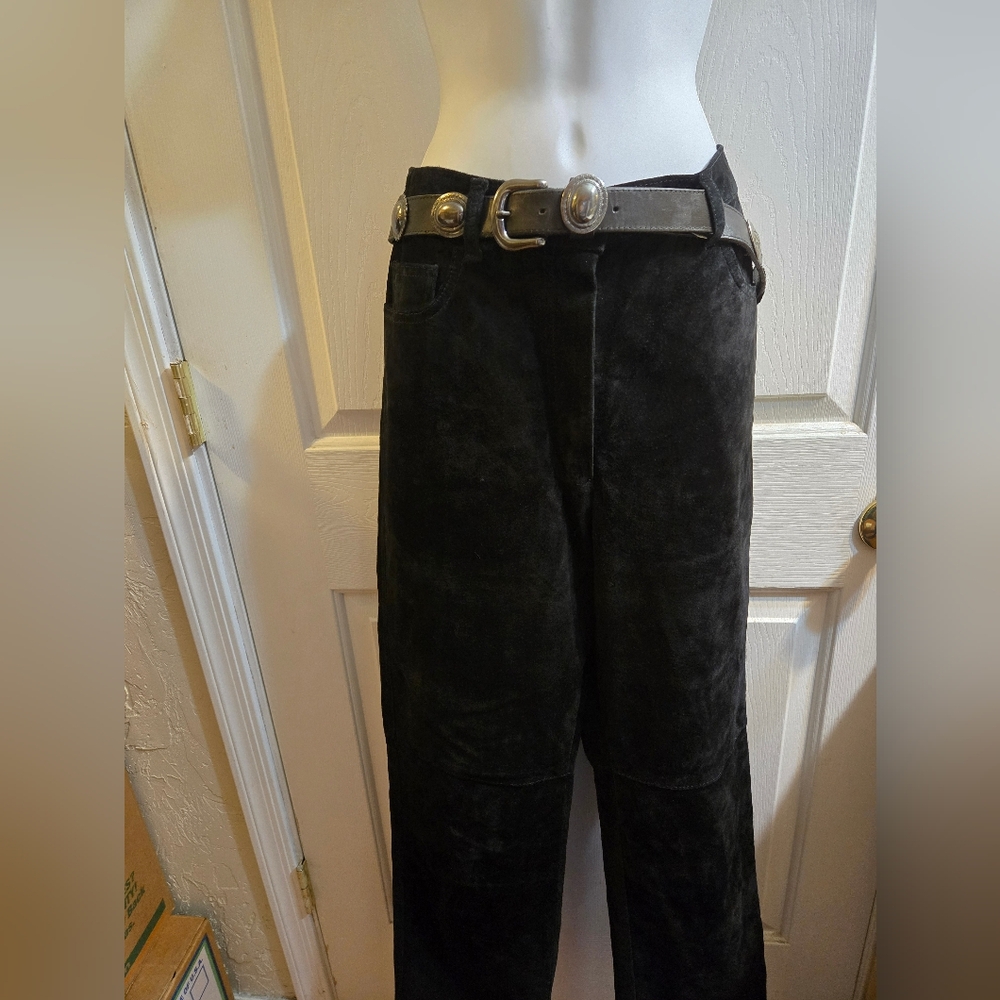 Coldwater Creek Black Suede High Rise Jeans Pants Size 10